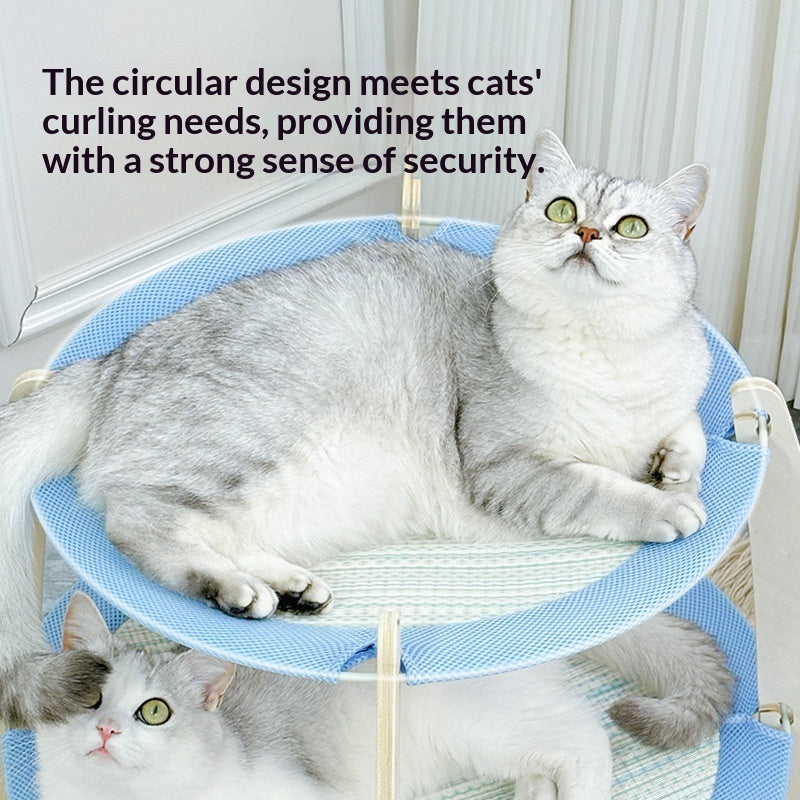 Woven Rattan Cooling Mat Oversized Solid Wood Cat Bed